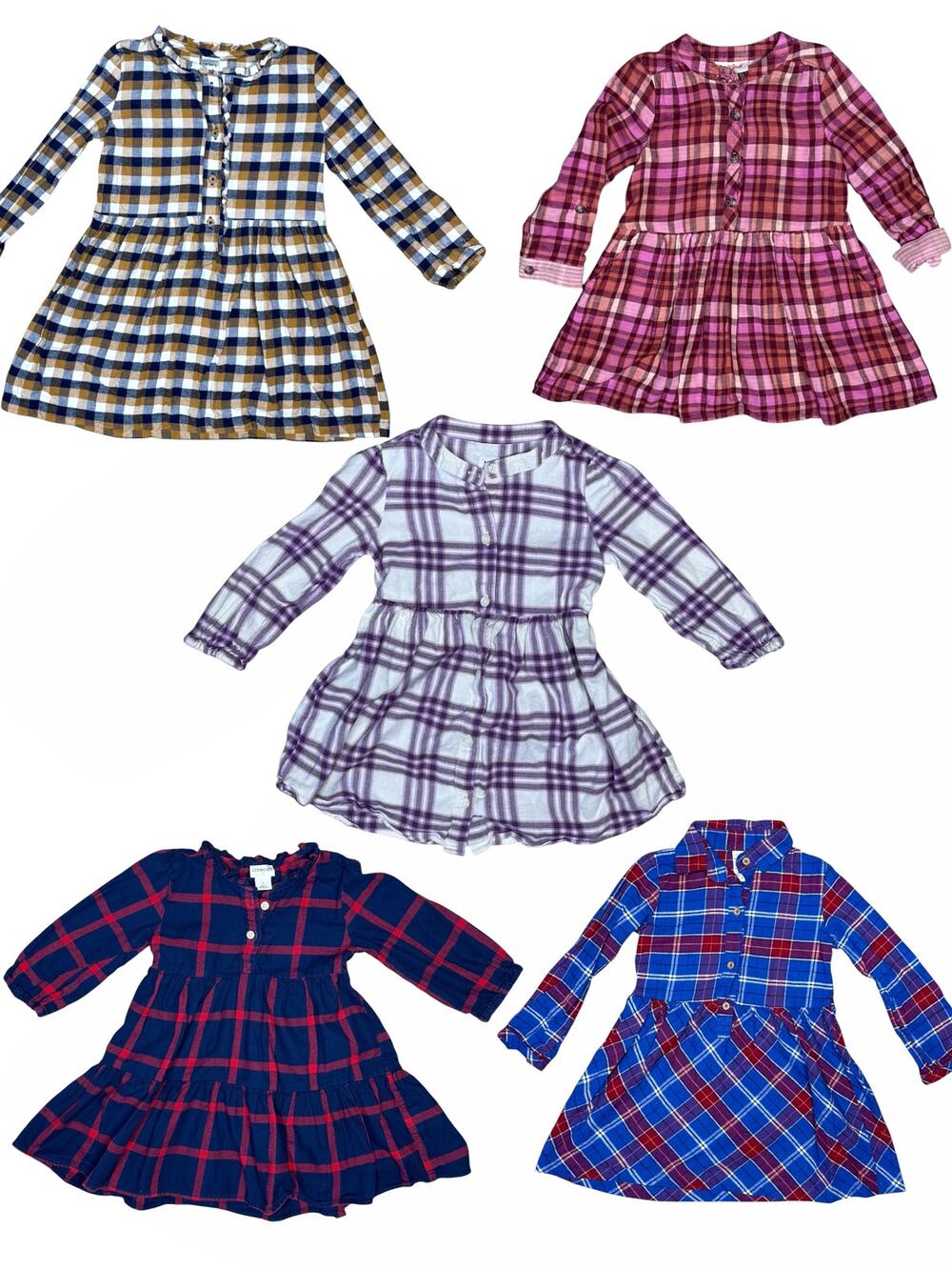 Girls Size 2T Fall Plaid Flannel Tunic Top Bundle 5 Pieces Gap J.Crew CrewCuts